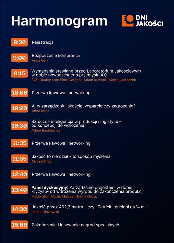 Harmonogram Dni Jakości - SGP Group - SGP - Training&Consulting - Jakość